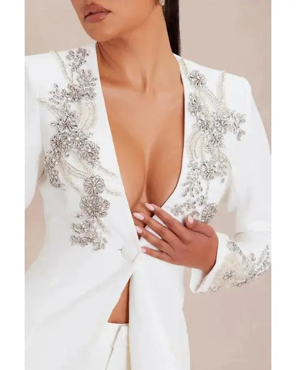 The Voice S28 Jazz McKenzie White Embellished Coat WorthVee
