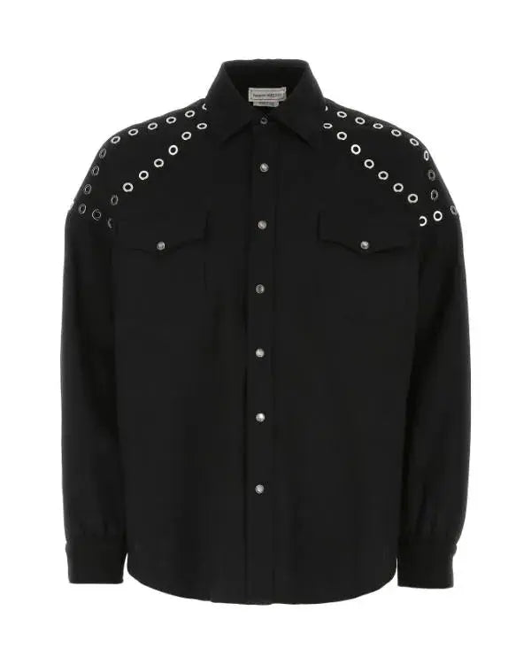 The Voice S28 Peyton Kyle Eye-let Studded Denim Shirt WorthVee