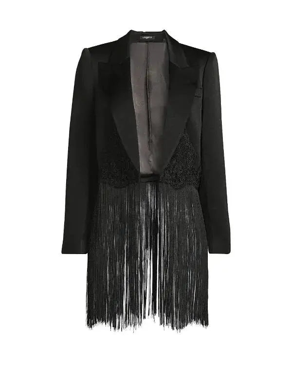 The Voice S28 Reba McEntire Black Fringe Blazer WorthVee