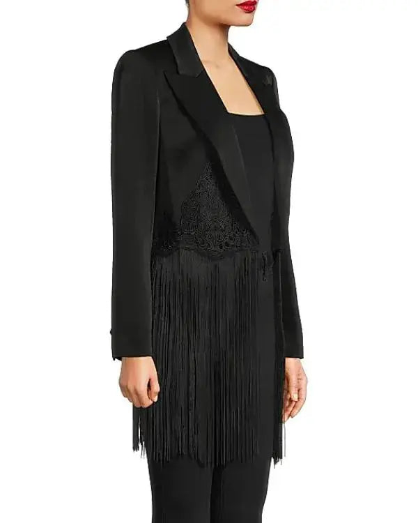 The Voice S28 Reba McEntire Black Fringe Blazer WorthVee