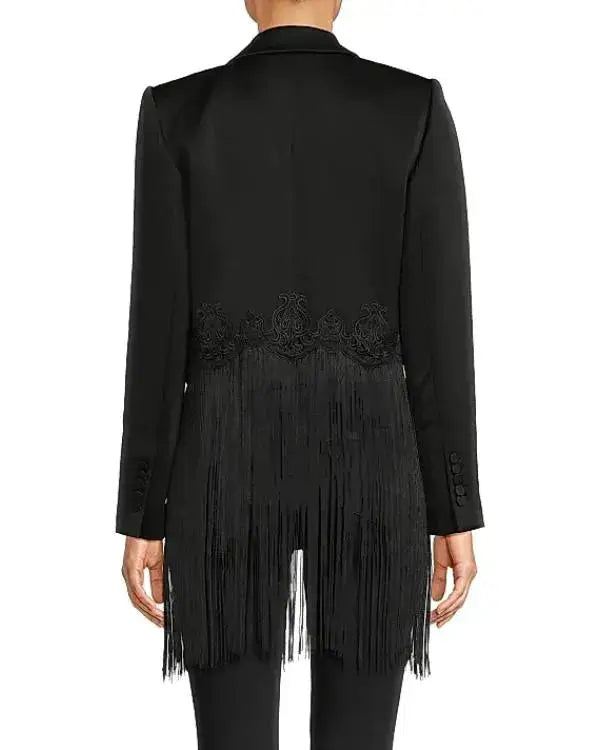 The Voice S28 Reba McEntire Black Fringe Blazer WorthVee