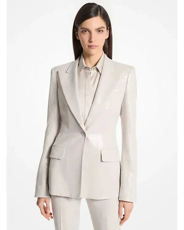 The Voice S28 Reba McEntire Cream Sequined Blazer WorthVee