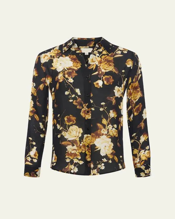 The Young and the Restless Sharon Newman Black and Yellow Floral Blouse