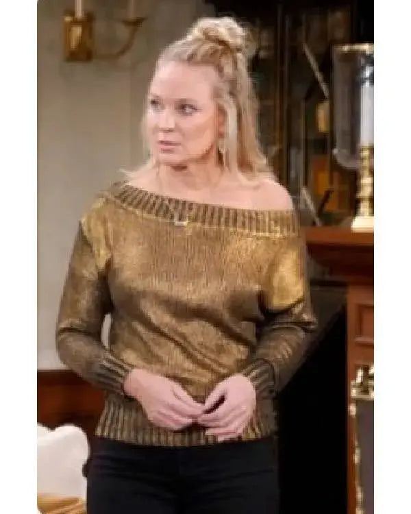 The Young and the Restless Sharon Newman Gold Metallic Sweater WorthVee