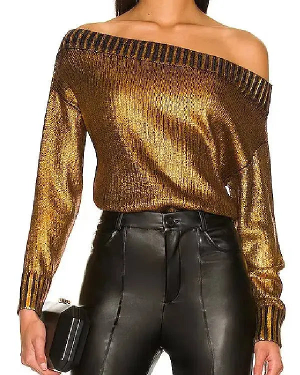 The Young and the Restless Sharon Newman Gold Metallic Sweater WorthVee