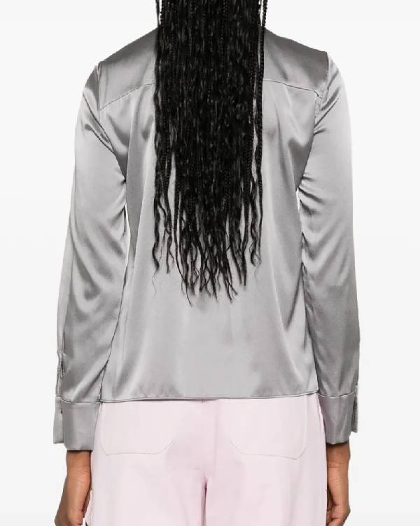 The Young and the Restless Victoria Newman Grey Shirt With Neck Tie Clanton Jacket