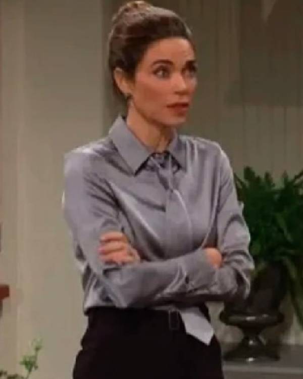 The Young and the Restless Victoria Newman Grey Shirt With Neck Tie Clanton Jacket