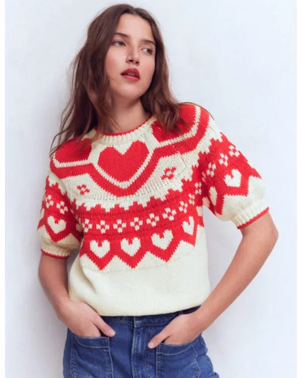 This Morning 2026 Cat Deeley Puff Sleeve Hearts Sweater