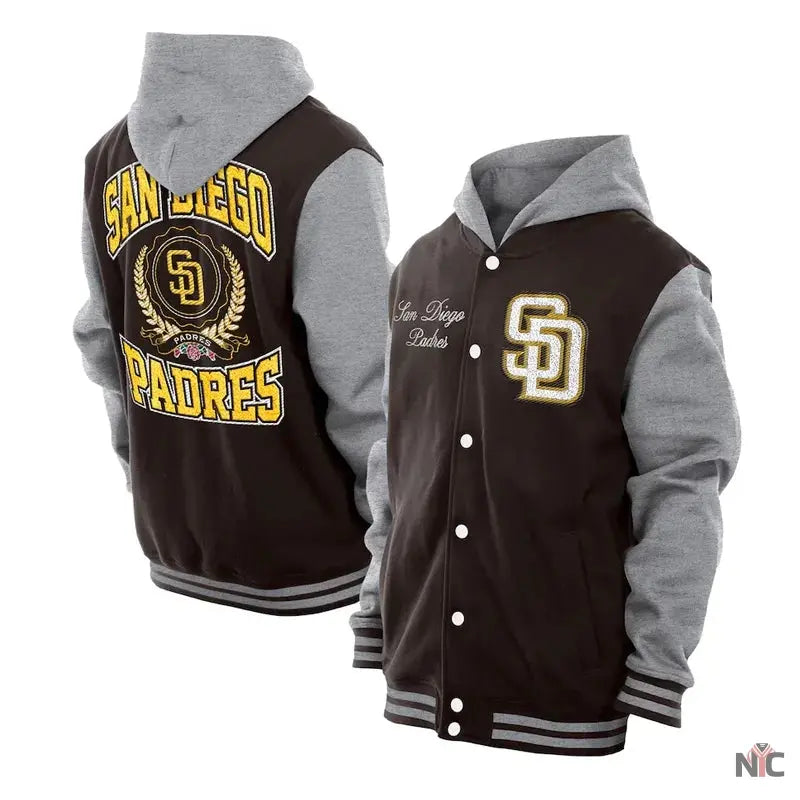 Throwback Prep San Diego Padres Brown Hoodie Jacket Clanton Jacket