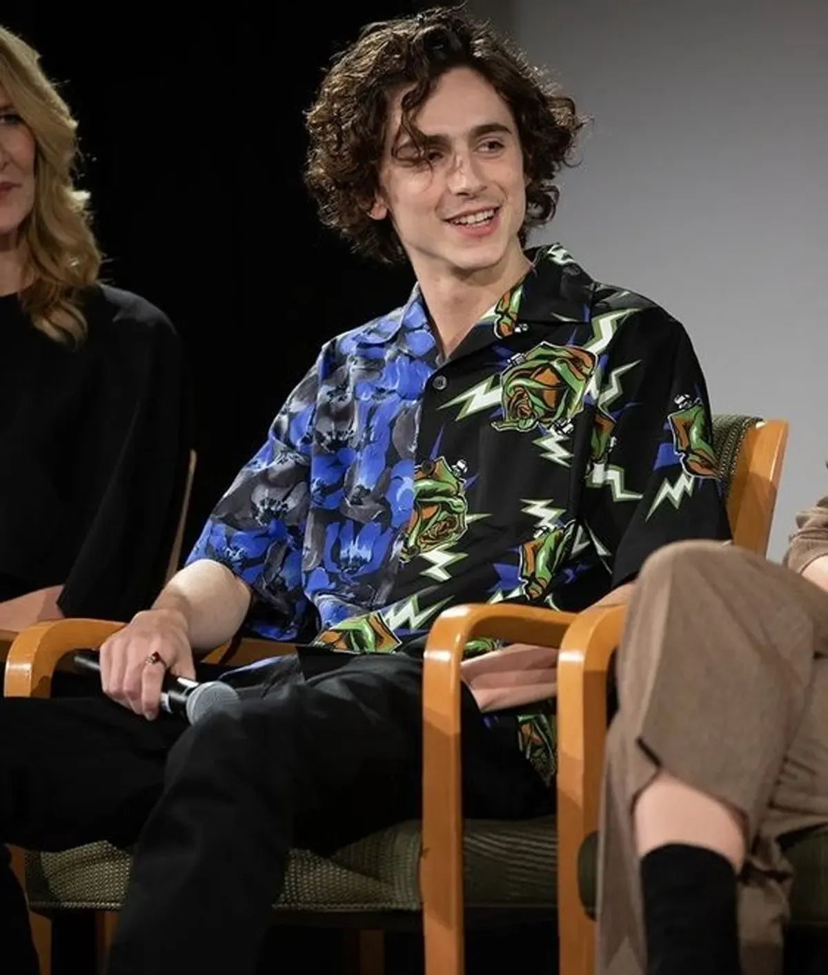 Timothée Chalamet Blue And Black Shirt