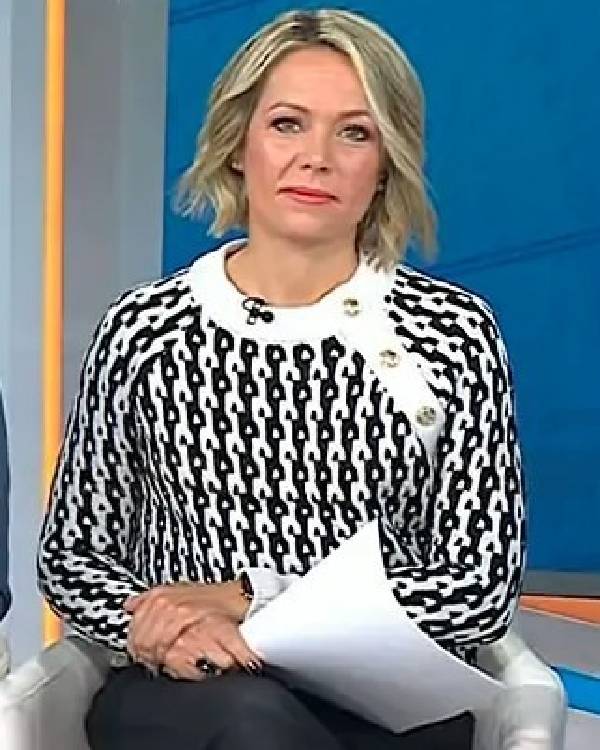 Today Show Dylan Dreyer Black and White Knit Sweater
