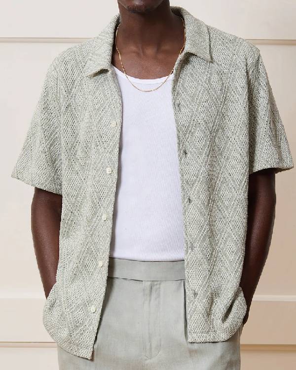 Today Anthony Mackie Sage Green Knit Shirt Clanton Jacket