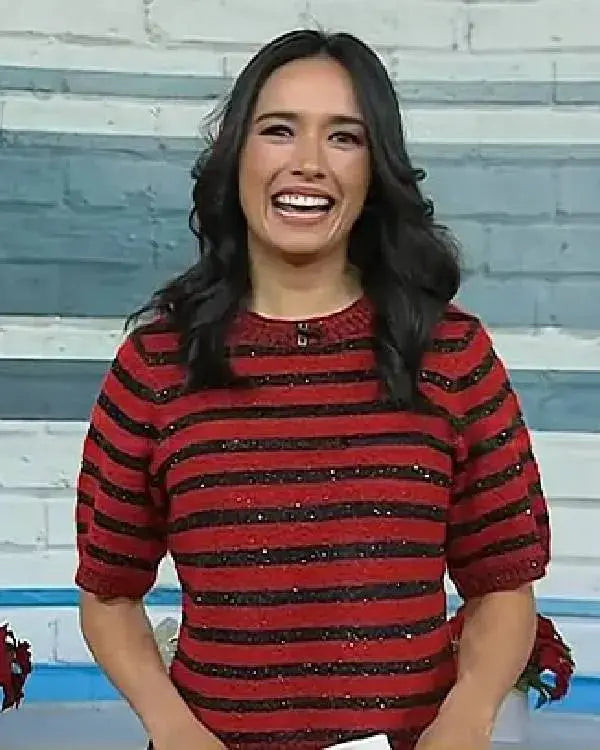 Today Emilie Ikeda Red and Black Striped Sweater WorthVee