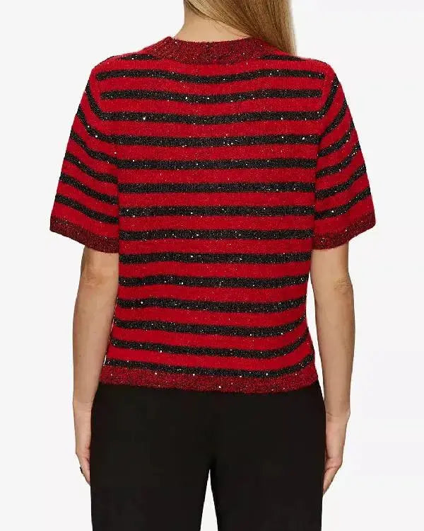 Today Emilie Ikeda Red and Black Striped Sweater WorthVee