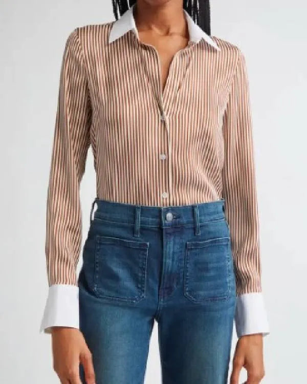 Today Jenna Bush Hager Brown Striped Shirt