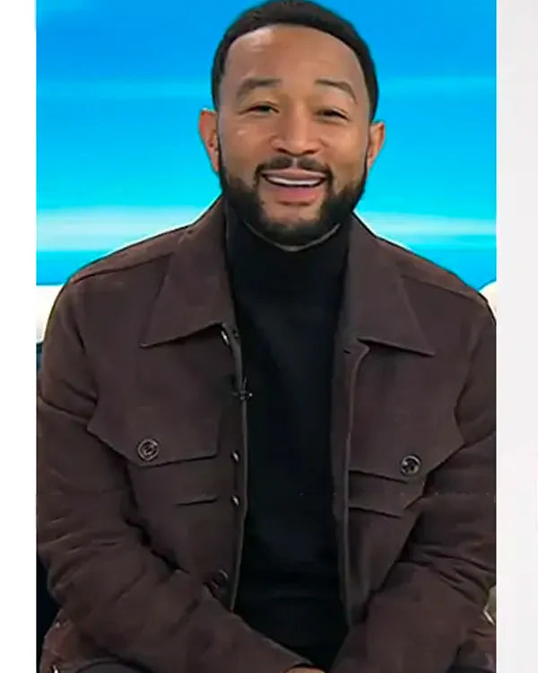 Today Show 2026 John Legend Brown Suede Trucker Jacket