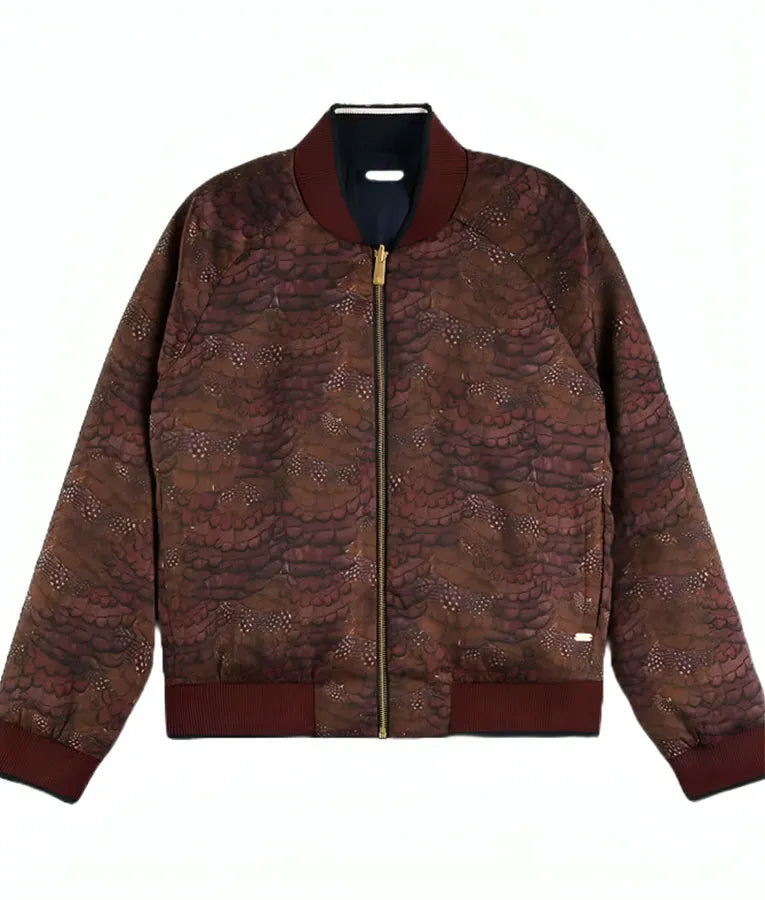 Today Show Kaylee Hartung Burgundy Print Bomber Jacket
