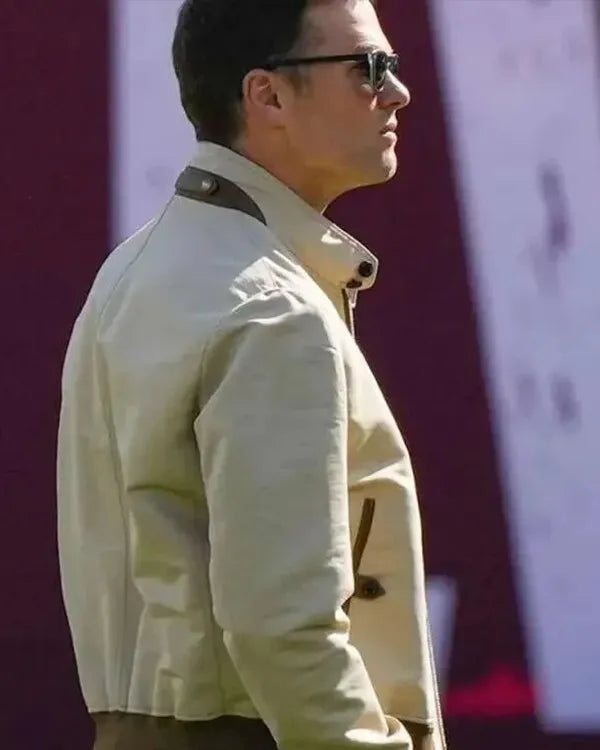 Tom Brady Super Bowl 2026 Beige Bomber Jacket