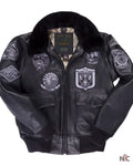 Top Gun Black Lambskin Leather Bomber Jacket Clanton Jacket