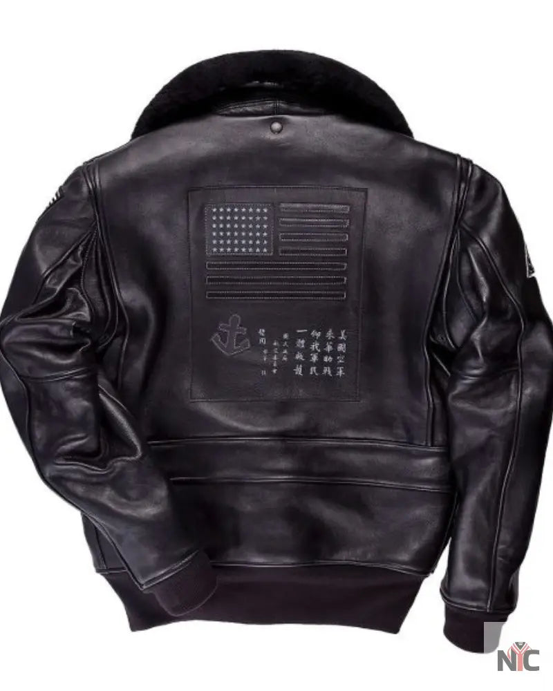 Top Gun Black Lambskin Leather Bomber Jacket Clanton Jacket
