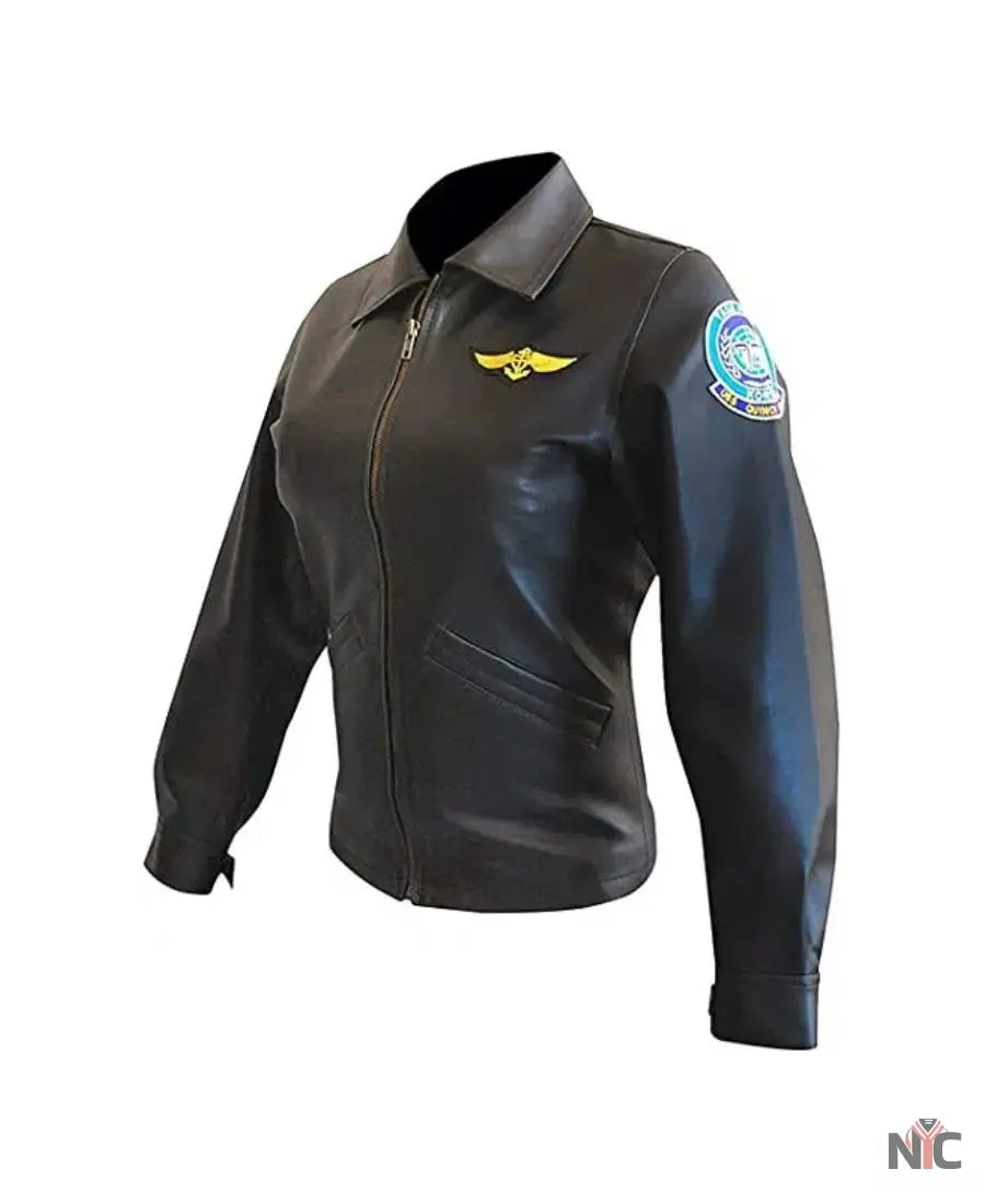 Top Gun Kelly McGillis Leather Jacket Clanton Jacket