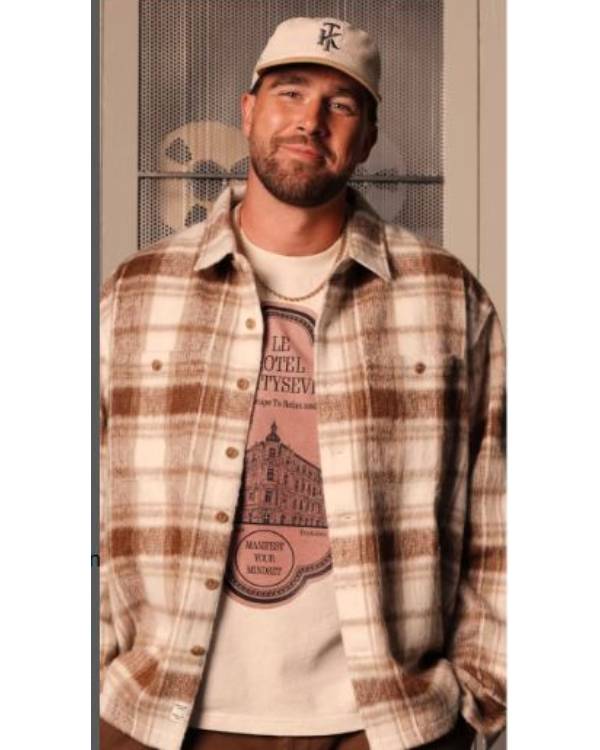 Travis Kelce Heavyweight Plaid Overshirt Clanton Jacket