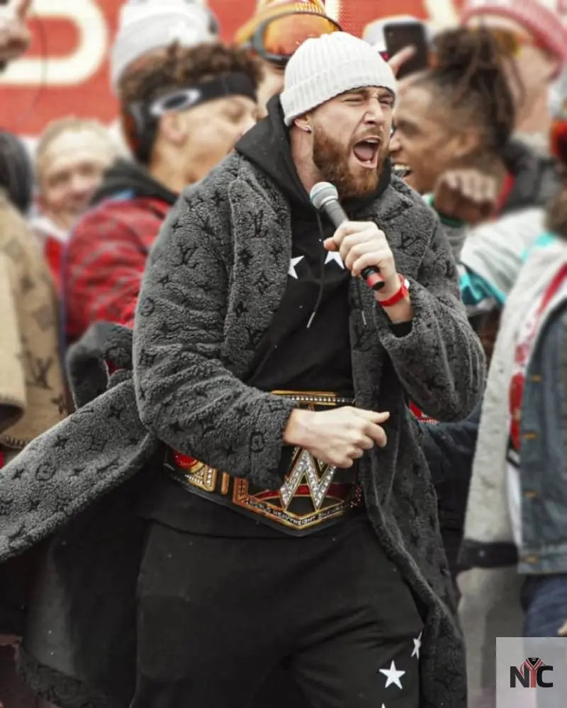 Travis Kelce Louis Vuitton Grey Coat - Clanton Jacket