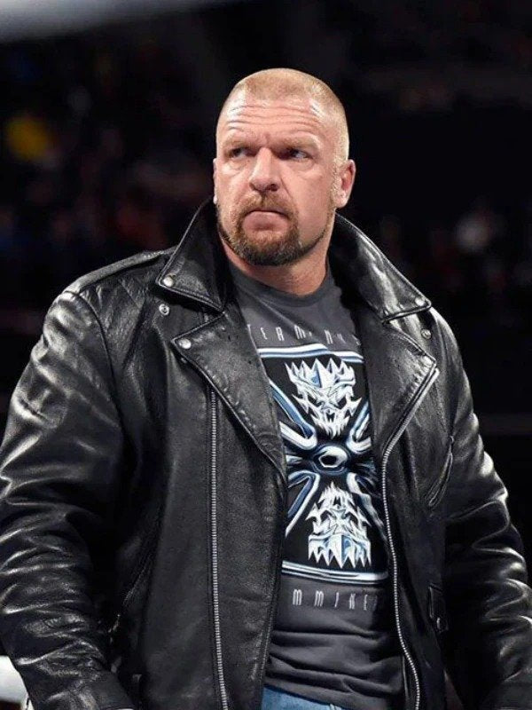 Triple H WWE Raw 2022 Black Leather Jacket WorthVee