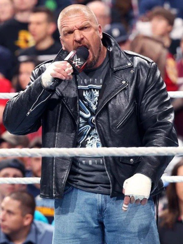 Triple H WWE Raw 2022 Black Leather Jacket WorthVee
