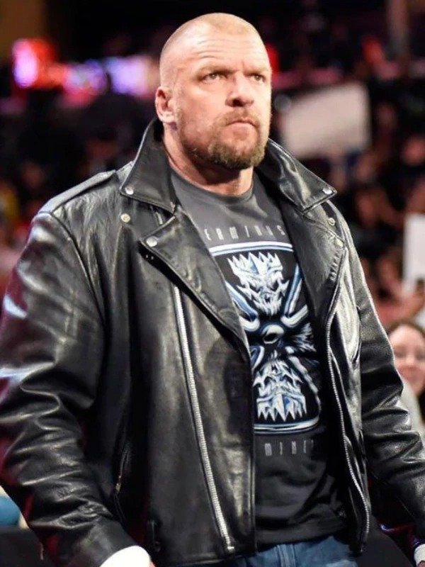 Triple H WWE Raw 2022 Black Leather Jacket WorthVee