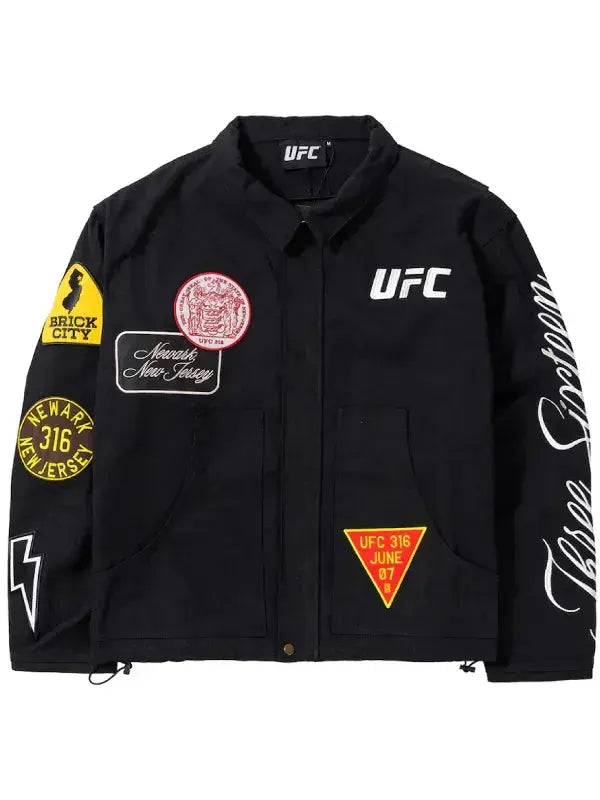 UFC 316 Unisex Patchwork Black Canvas Jacket WorthVee