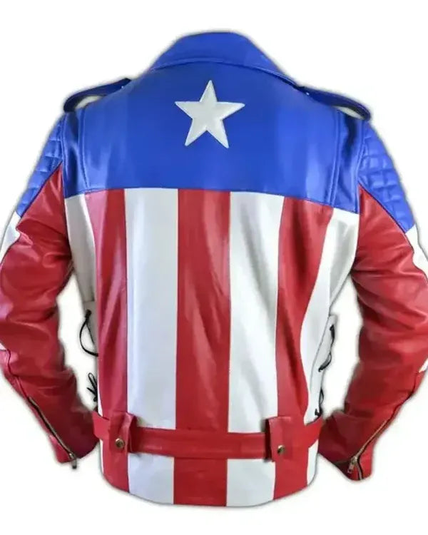 USA Flag Leather Biker Jacket