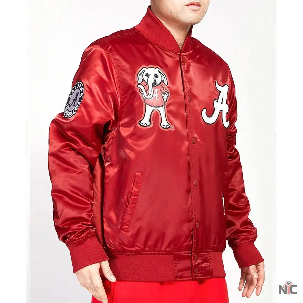 University of Alabama Classic Red Satin Jacket Clanton Jacket