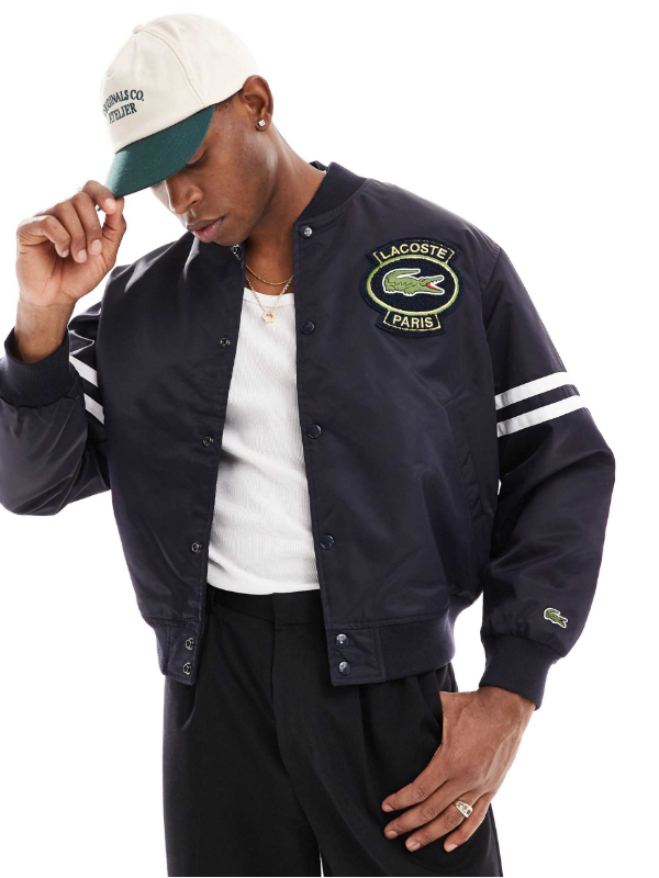 Lacoste unisex varsity jacket with logo in black Clanton Jacket