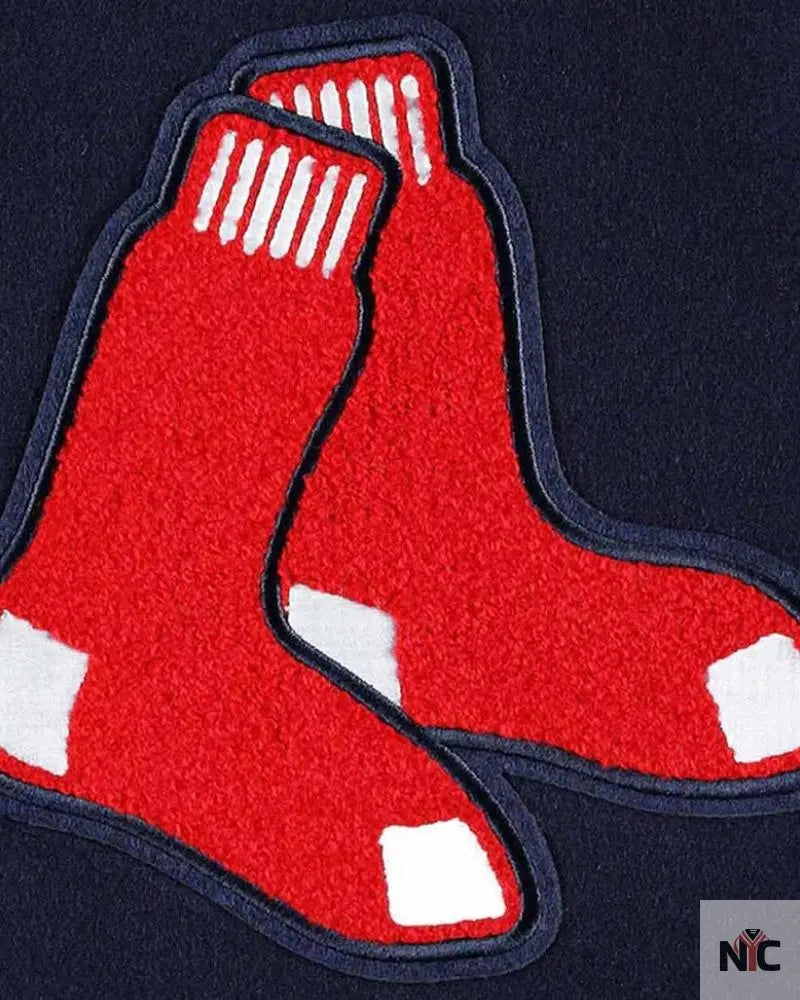 Varsity Boston Red Sox Mash Up Navy Blue and White Jacket Clanton Jacket