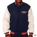 Varsity New Orleans Pelicans Blue and White Jacket Clanton Jacket