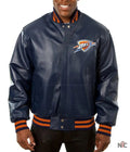 Varsity New Orleans Pelicans Navy Blue Leather Jacket Clanton Jacket