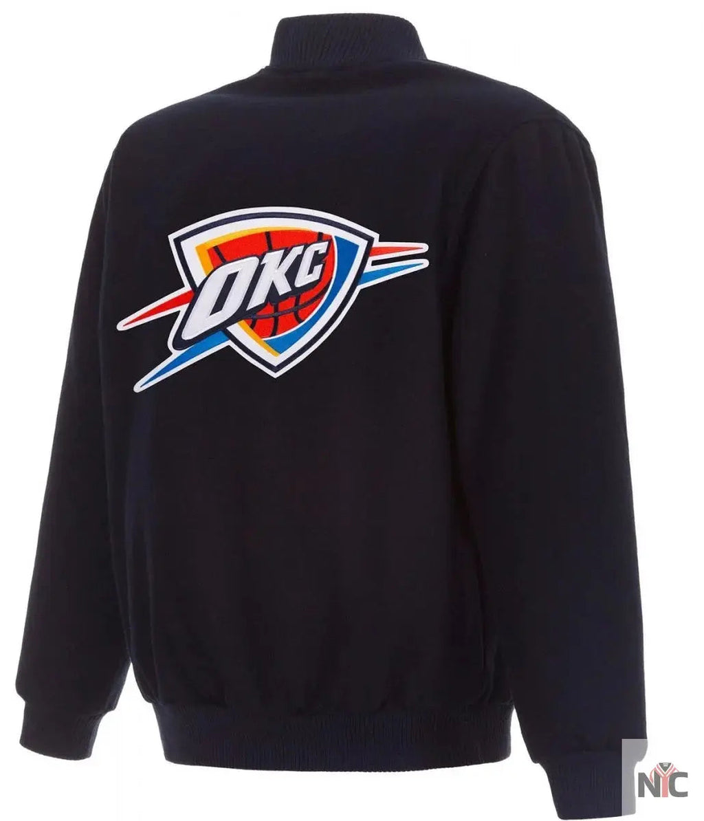 Varsity Oklahoma City Thunder Navy Blue Wool Jacket Clanton Jacket