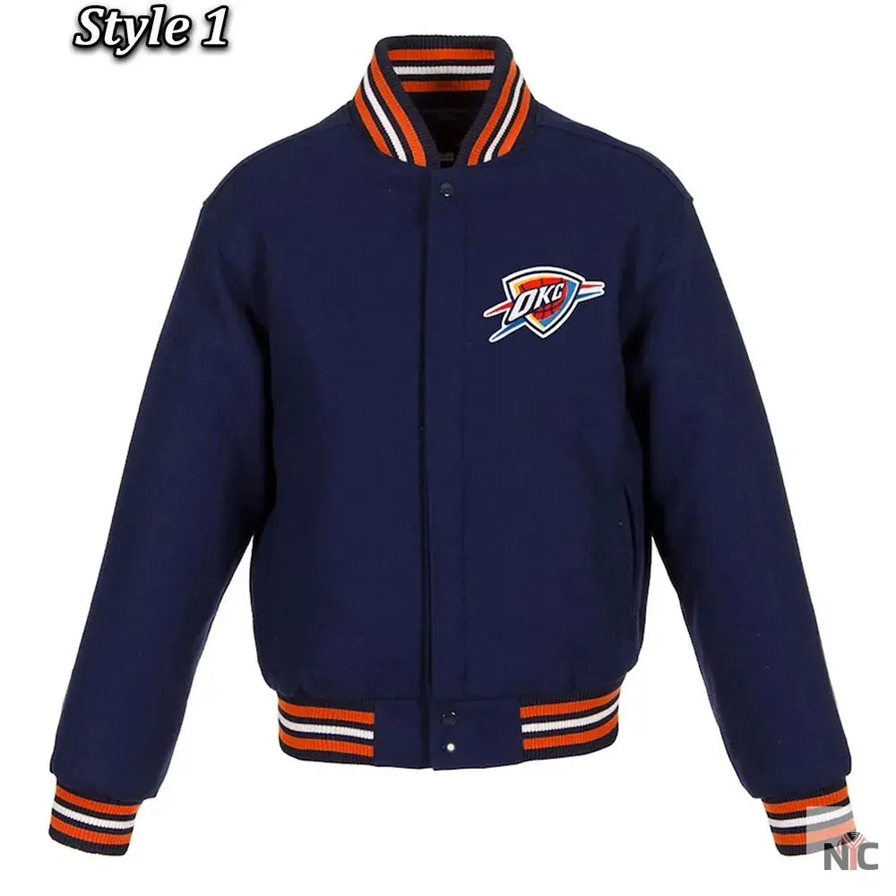 Varsity Oklahoma City Thunder Navy Wool Jacket Clanton Jacket