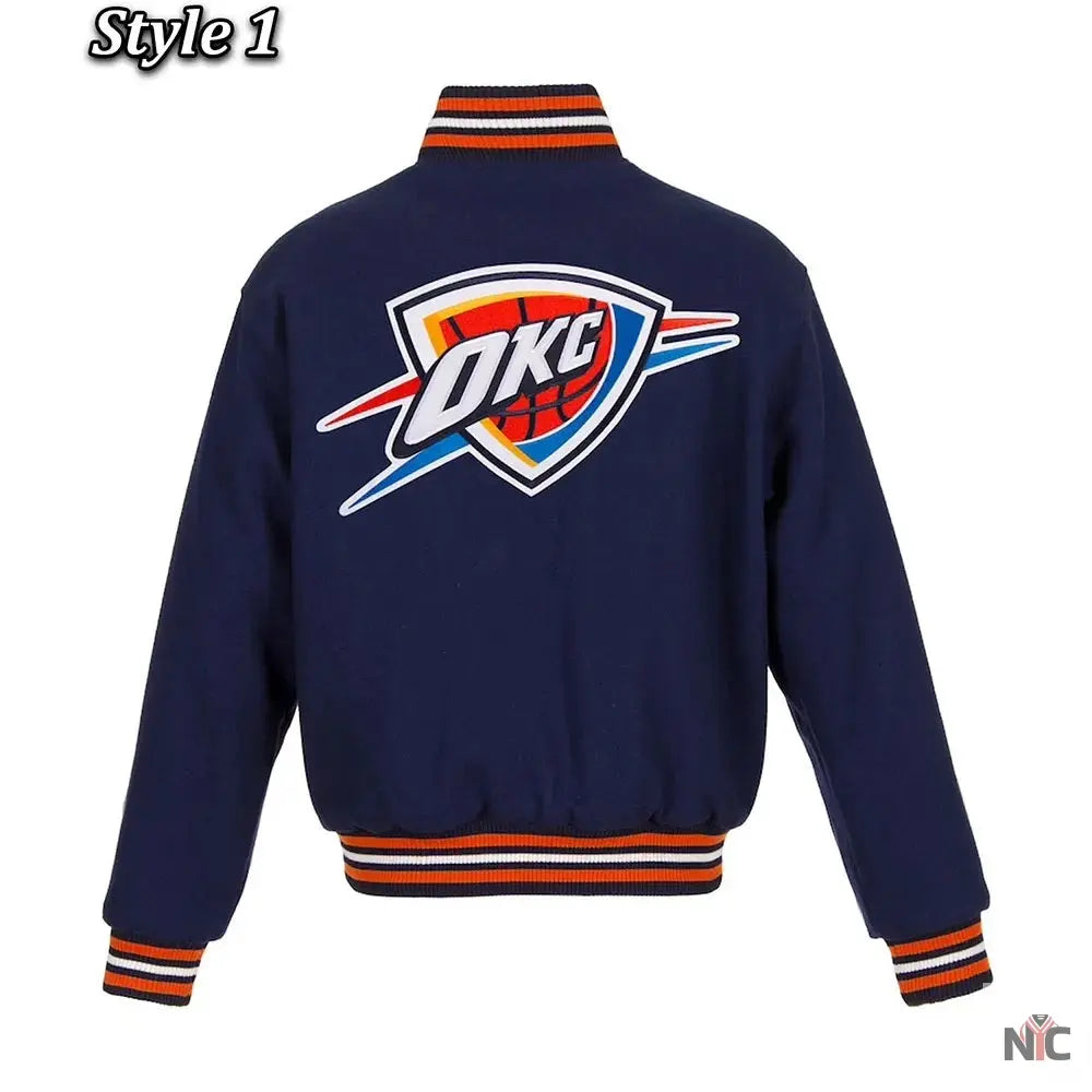 Varsity Oklahoma City Thunder Navy Wool Jacket Clanton Jacket