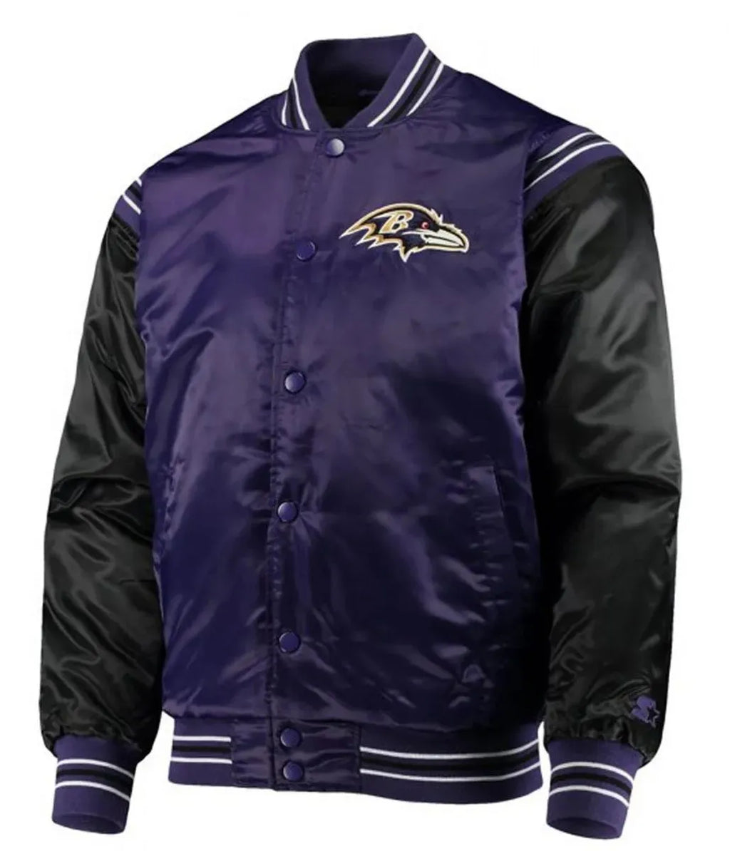 Varsity Baltimore Ravens Full-Snap Satin Jacket