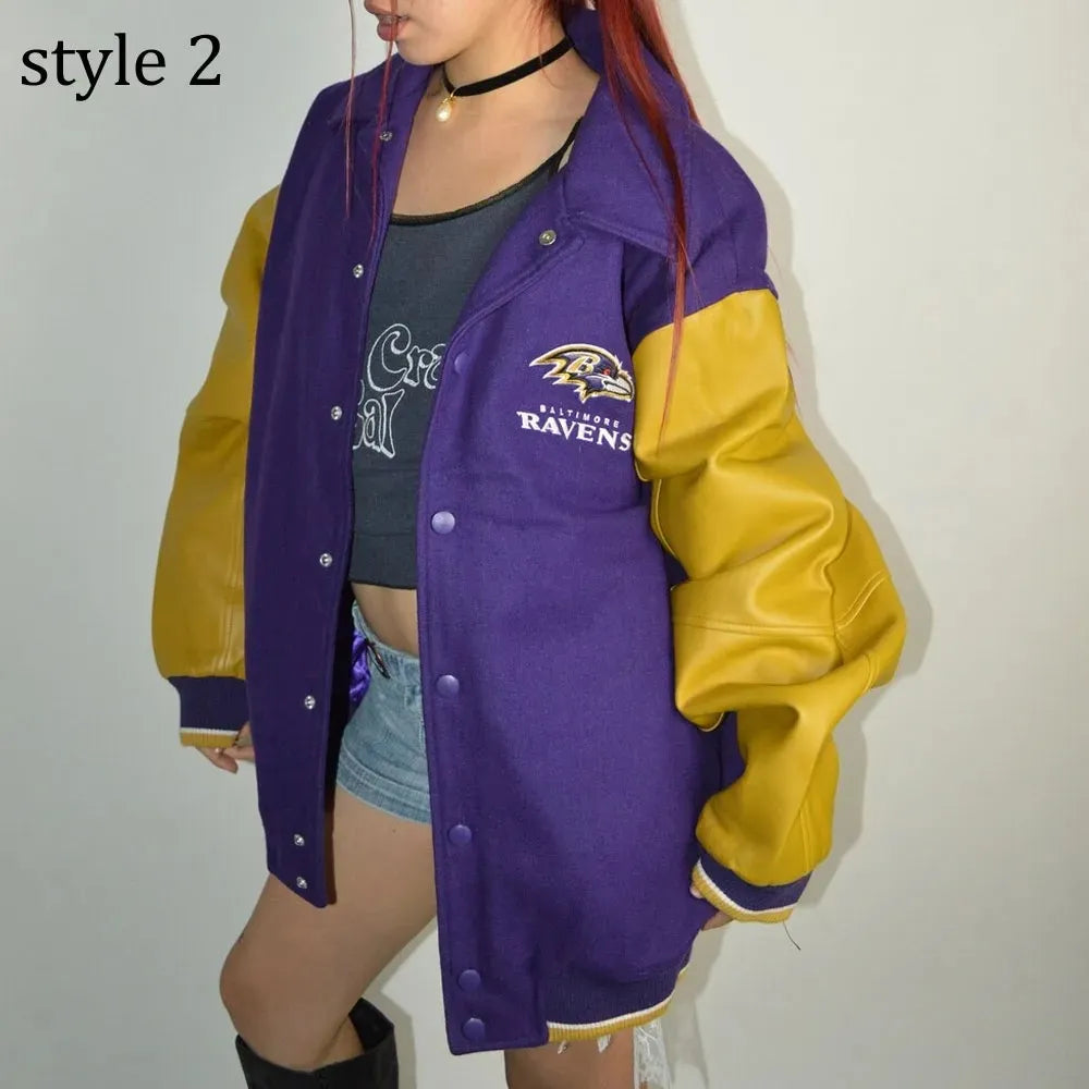 Varsity Baltimore Ravens Purple and Yellow Jacket