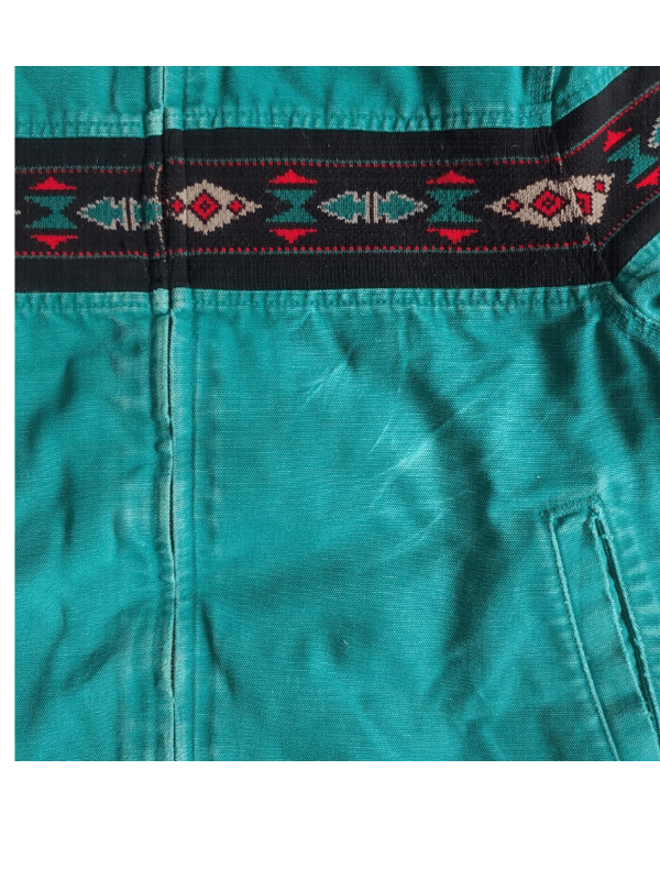 Vintage 90s Carhart Aztec Turquoise Blue Jacket