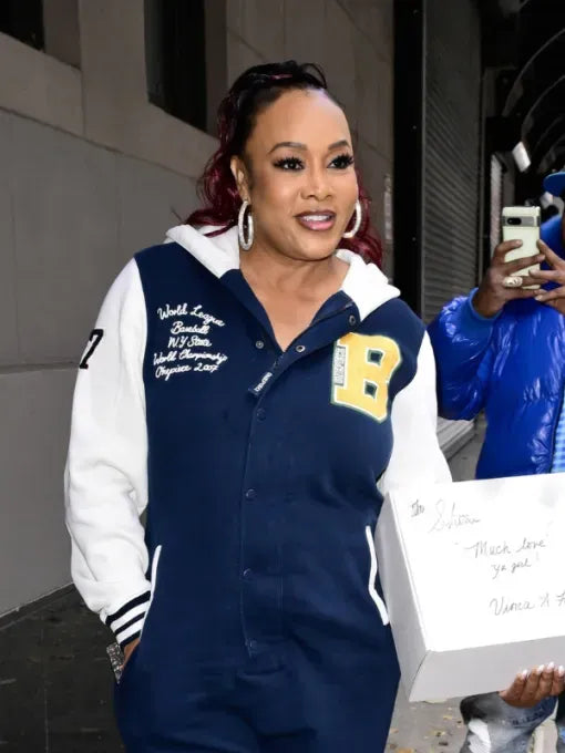 Vivica A. Fox NYC FOX Studios Varsity Letter Hooded Jumpsuit