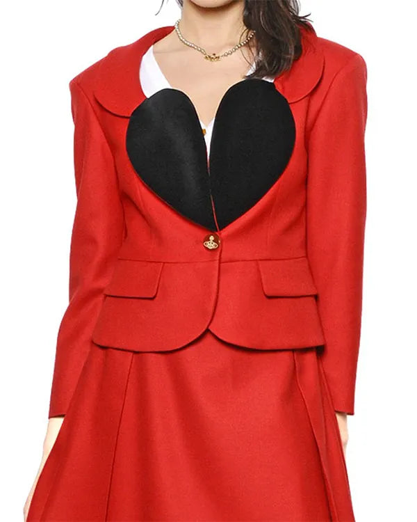 Vivienne Black Heart Shape Red Blazer