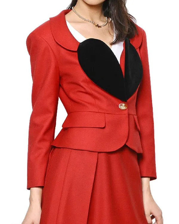 Vivienne Black Heart Shape Red Blazer