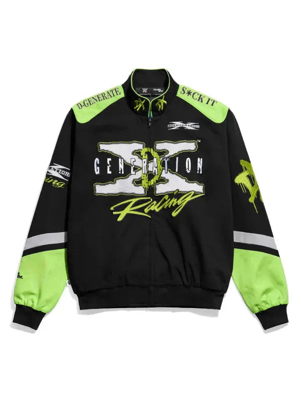 WWE DX Generation Racing Black Bomber Jacket Clanton Jacket