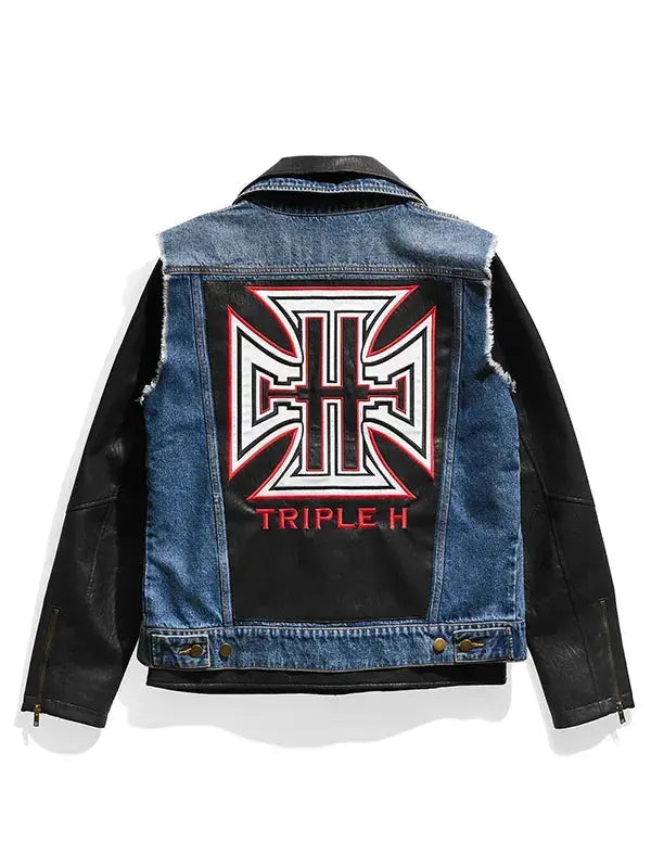 WWE Triple H Denim Leather Jacket WorthVee