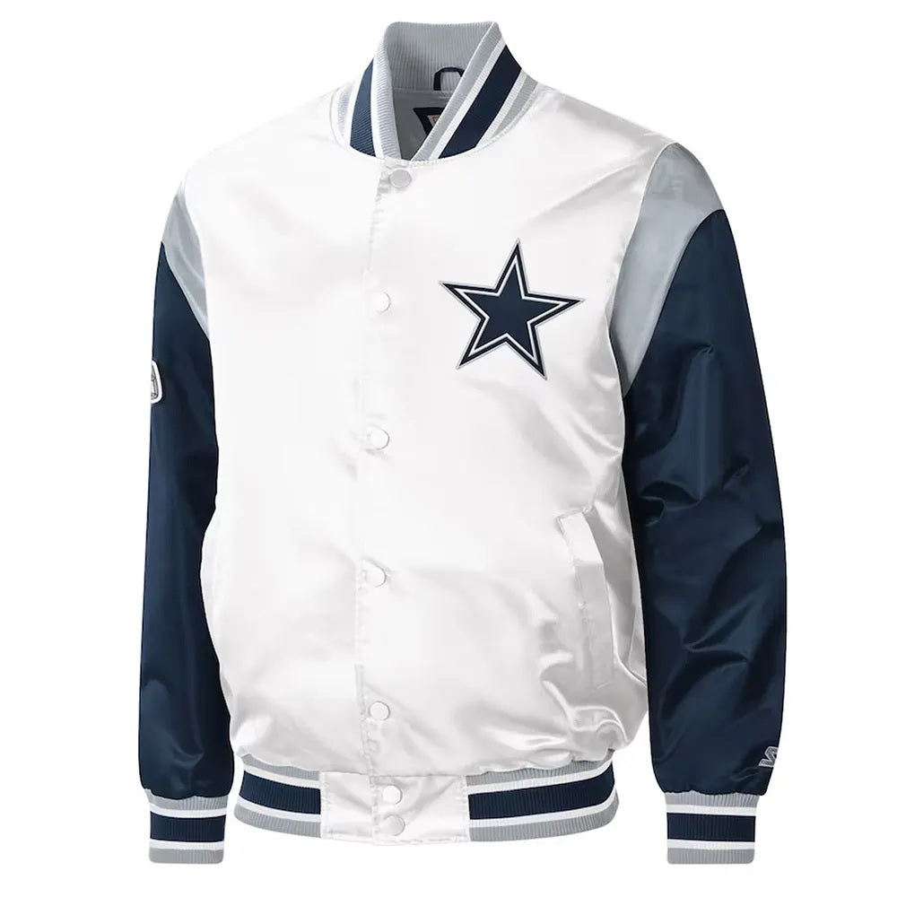 Warm-Up Pitch Dallas Cowboys Varsity Satin Jacket WorthVee