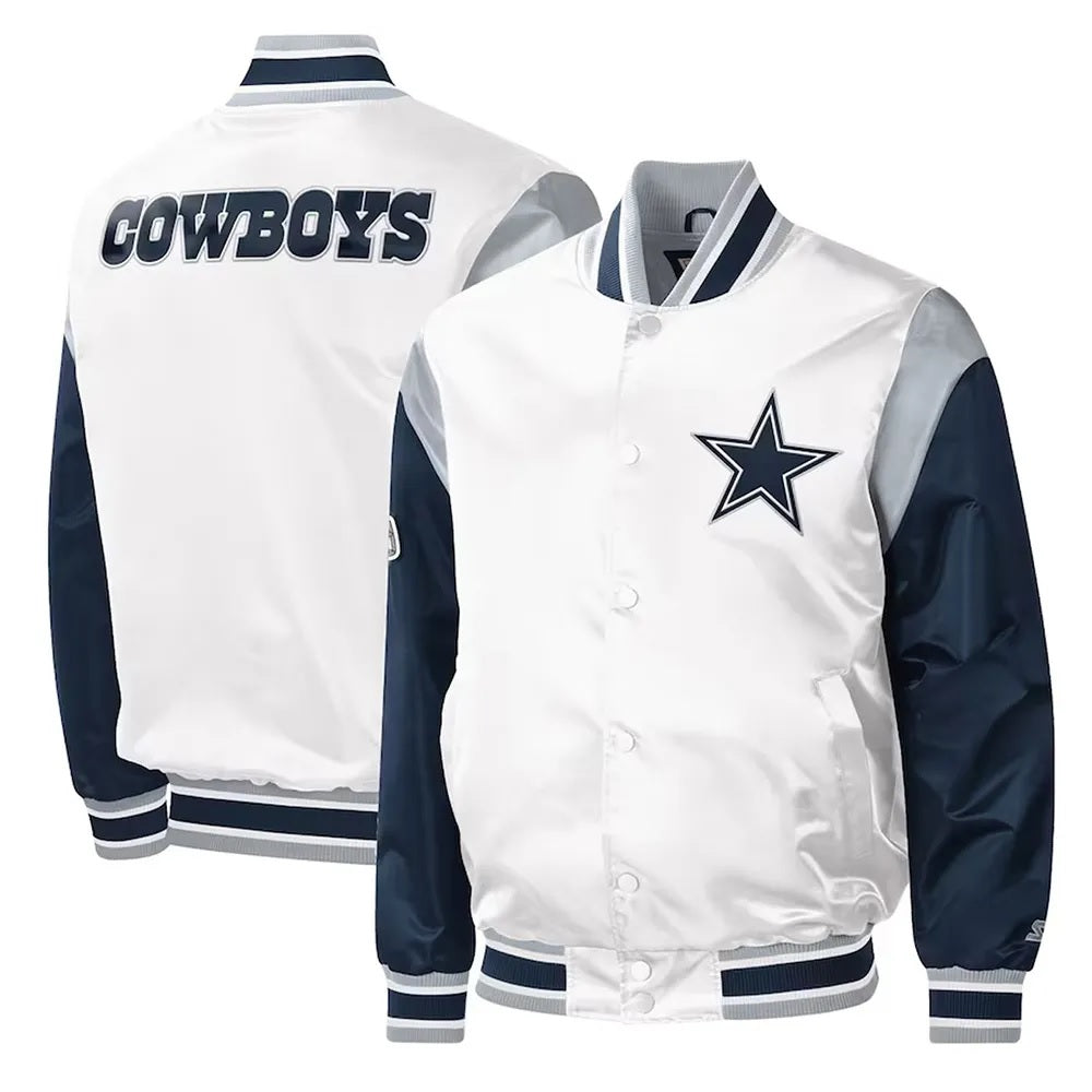 Warm-Up Pitch Dallas Cowboys Varsity Satin Jacket WorthVee